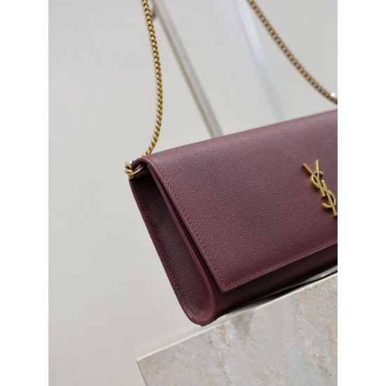 Super Clone Replica YSL Saint Laurent Kate clutch bag in grained leather, brown Top Replica YSL Saint Laurent Kate clutch bag in grained leather, brown