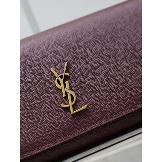 Super Clone Replica YSL Saint Laurent Kate clutch bag in grained leather, brown Top Replica YSL Saint Laurent Kate clutch bag in grained leather, brown