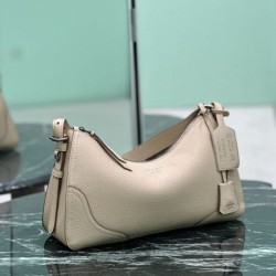 Top Replica Prada Aimée 1BC280 large shoulder bag in beige deerskin