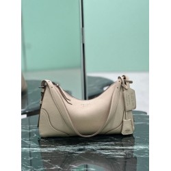 Top Replica Prada Aimée 1BC280 large shoulder bag in beige deerskin
