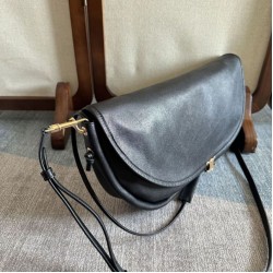 Top Replica Celine Halfmoon Soft Triomphe bag in soft, shiny lambskin, black