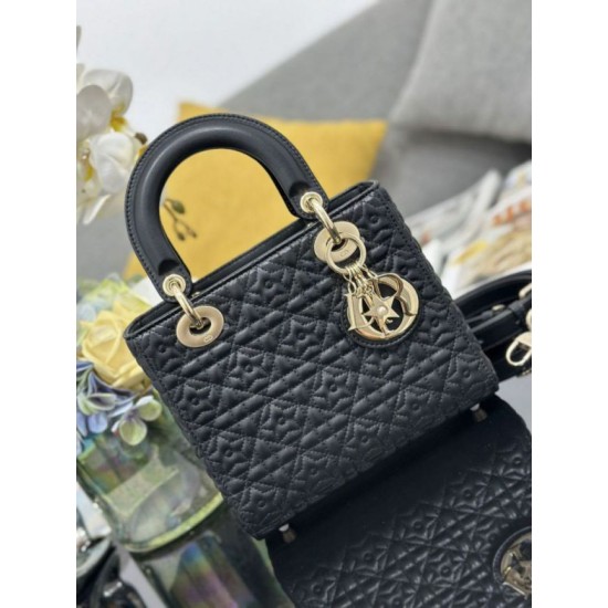 Super Clone Replica Dior Cannage Lucky Star Studded Mini Lady Dior Bag with D.I.O.R. Charms Black Top Replica Dior Cannage Lucky Star Studded Mini Lady Dior Bag with D.I.O.R. Charms Black