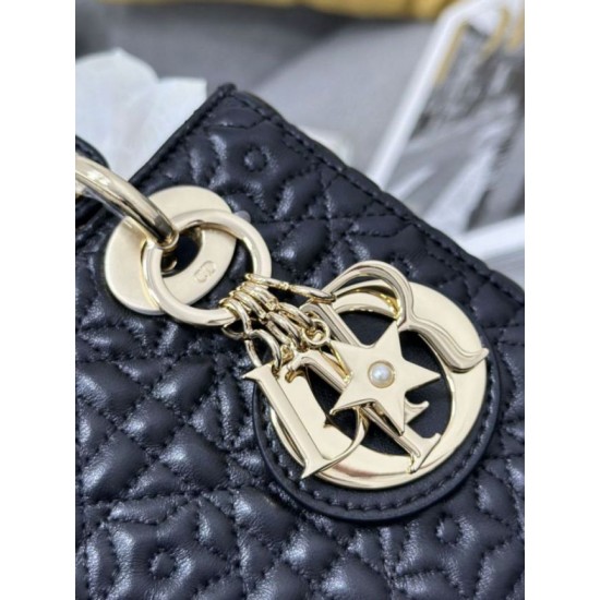 Super Clone Replica Dior Cannage Lucky Star Studded Mini Lady Dior Bag with D.I.O.R. Charms Black Top Replica Dior Cannage Lucky Star Studded Mini Lady Dior Bag with D.I.O.R. Charms Black