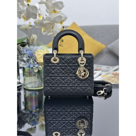 Super Clone Replica Dior Cannage Lucky Star Studded Mini Lady Dior Bag with D.I.O.R. Charms Black Top Replica Dior Cannage Lucky Star Studded Mini Lady Dior Bag with D.I.O.R. Charms Black