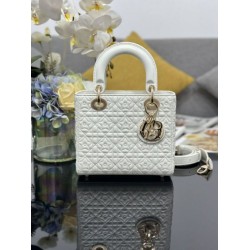 Top Replica Dior Cannage Lucky Star Studded Mini Lady Dior Bag with D.I.O.R. Charms, White