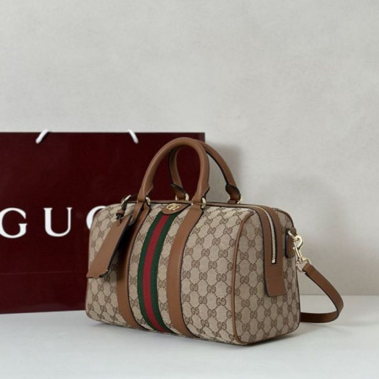 Top Replica Gucci Ophidia Medium Boston Bag 857595 Brown