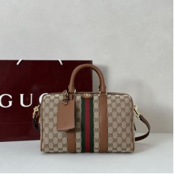 Top Replica Gucci Ophidia Medium Boston Bag 857595 Brown