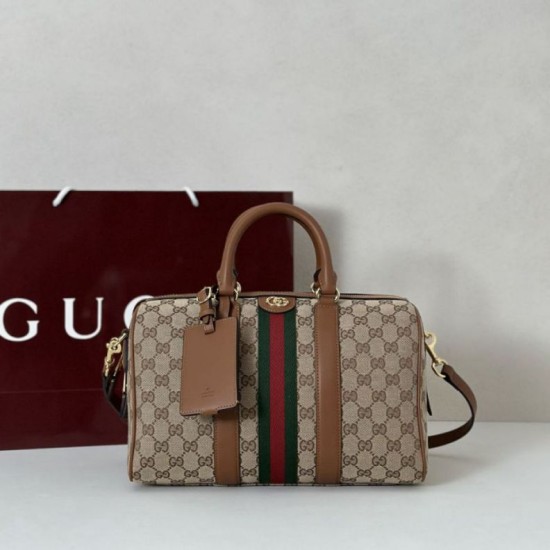 Top Replica Gucci Ophidia Medium Boston Bag 857595 Brown