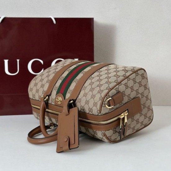 Top Replica Gucci Ophidia Medium Boston Bag 857595 Brown