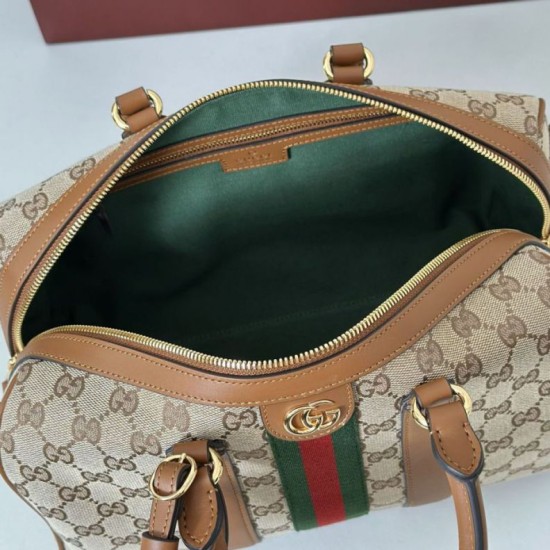 Top Replica Gucci Ophidia Medium Boston Bag 857595 Brown