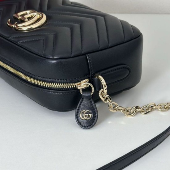 Top Replica Gucci 855273 GG Marmont Small Camera Bag, Black