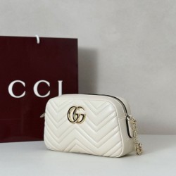 Top Replica Gucci 855273 GG Marmont Small Camera Bag, White