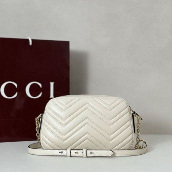 Top Replica Gucci 855273 GG Marmont Small Camera Bag, White