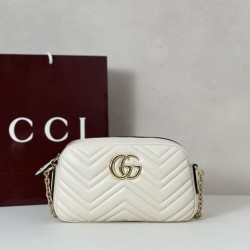 Top Replica Gucci 855273 GG Marmont Small Camera Bag, White