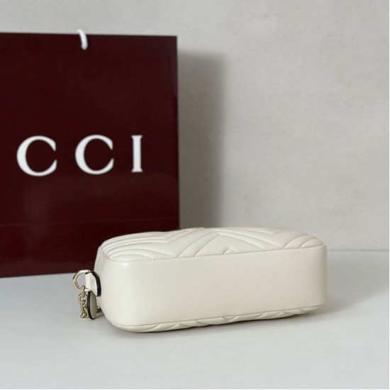 Top Replica Gucci 855273 GG Marmont Small Camera Bag, White