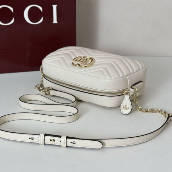 Top Replica Gucci 855273 GG Marmont Small Camera Bag, White
