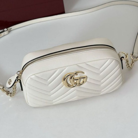 Top Replica Gucci 855273 GG Marmont Small Camera Bag, White