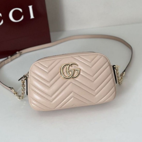 Top Replica Gucci 855273 GG Marmont Small Camera Bag, Pink