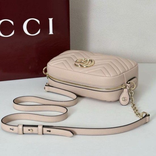 Top Replica Gucci 855273 GG Marmont Small Camera Bag, Pink