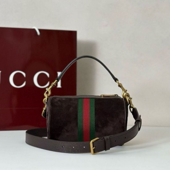 Top Replica Gucci 846869 Ophidia Mini Bag, Brown Suede