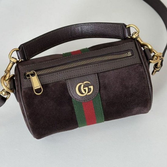 Top Replica Gucci 846869 Ophidia Mini Bag, Brown Suede