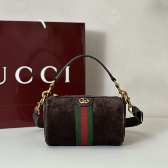 Top Replica Gucci 846869 Ophidia Mini Bag, Brown Suede