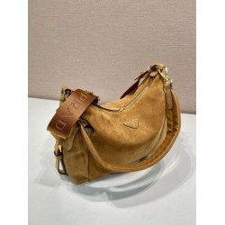 Top Replica Prada Explore Large Suede Crossbody Bag 1BC264 Brown