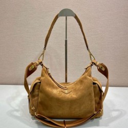 Top Replica Prada Explore Large Suede Crossbody Bag 1BC264 Brown