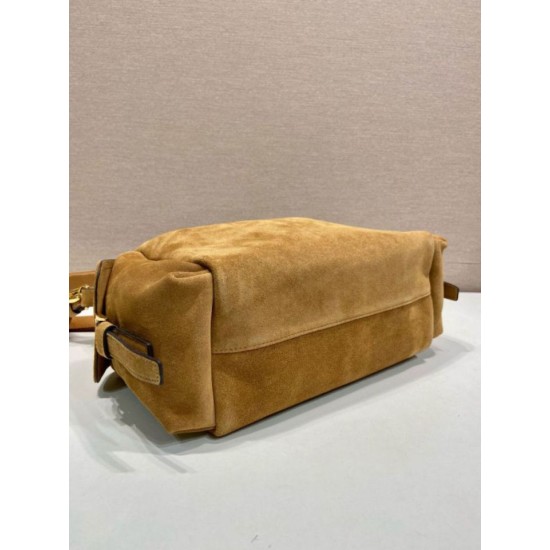 Top Replica Prada Explore Large Suede Crossbody Bag 1BC264 Brown