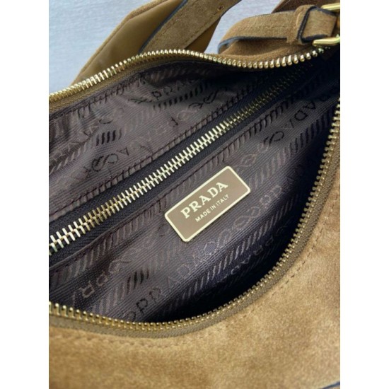 Top Replica Prada Explore Large Suede Crossbody Bag 1BC264 Brown