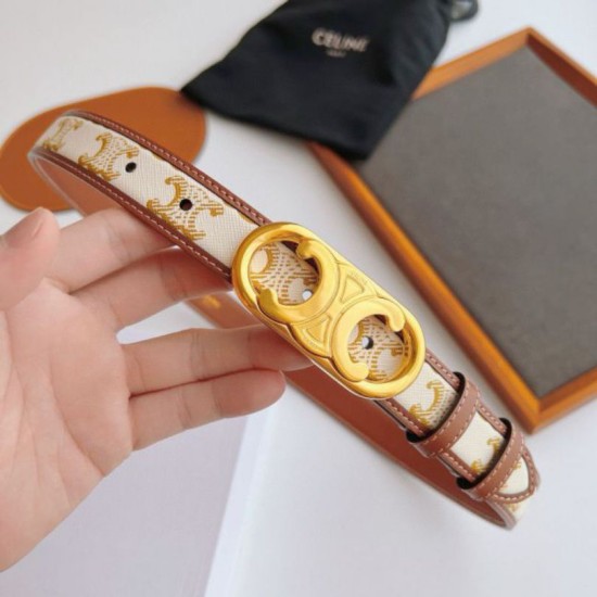 Top Replica Celine Triomphe Medium Belt 25mm with Gold-Finish Buckle