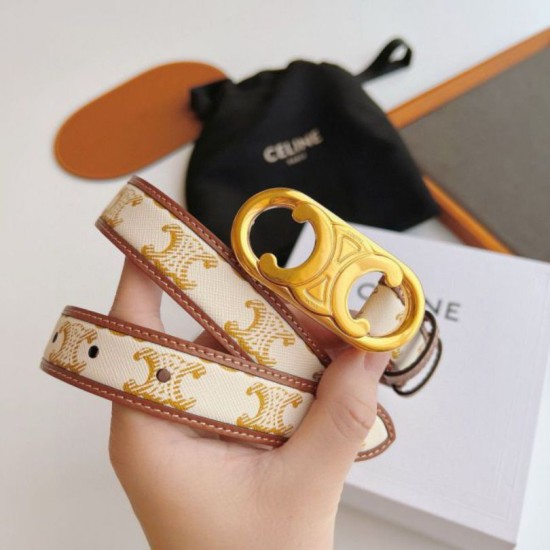 Top Replica Celine Triomphe Medium Belt 25mm with Gold-Finish Buckle
