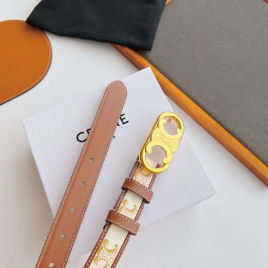 Top Replica Celine Triomphe Medium Belt 25mm with Gold-Finish Buckle
