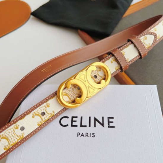 Top Replica Celine Triomphe Medium Belt 25mm with Gold-Finish Buckle