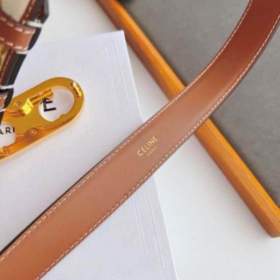 Top Replica Celine Triomphe Medium Belt 25mm with Gold-Finish Buckle