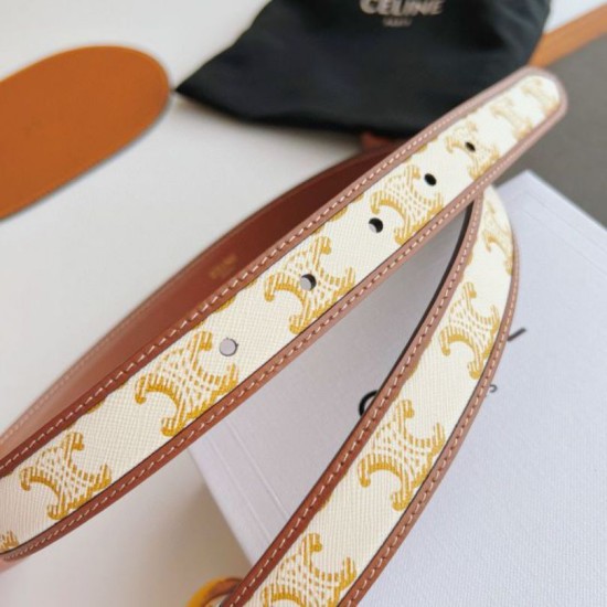 Top Replica Celine Triomphe Medium Belt 25mm with Gold-Finish Buckle