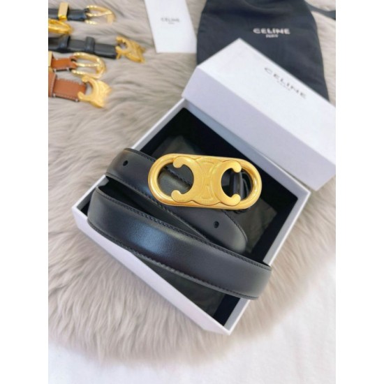 Top Replica Celine Triomphe Medium Belt 25mm Black with Taurean Leather