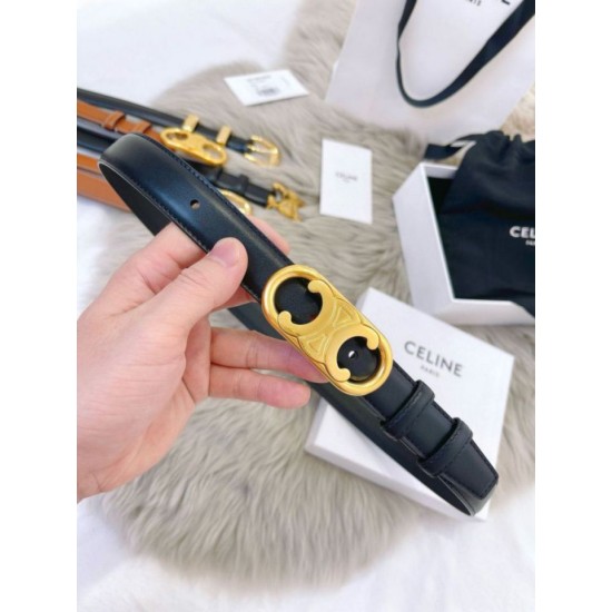 Top Replica Celine Triomphe Medium Belt 25mm Black with Taurean Leather