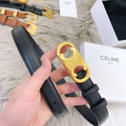 Top Replica Celine Triomphe Medium Belt 25mm Black with Taurean Leather