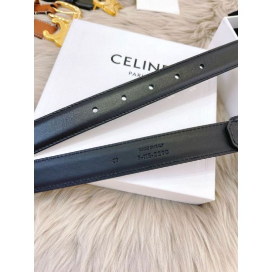 Top Replica Celine Triomphe Medium Belt 25mm Black with Taurean Leather