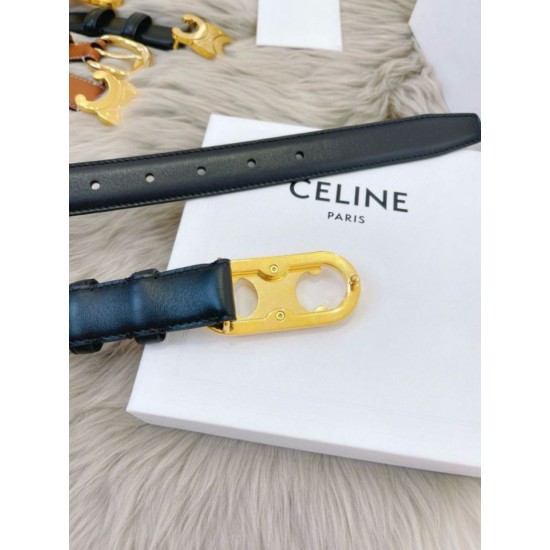 Top Replica Celine Triomphe Medium Belt 25mm Black with Taurean Leather