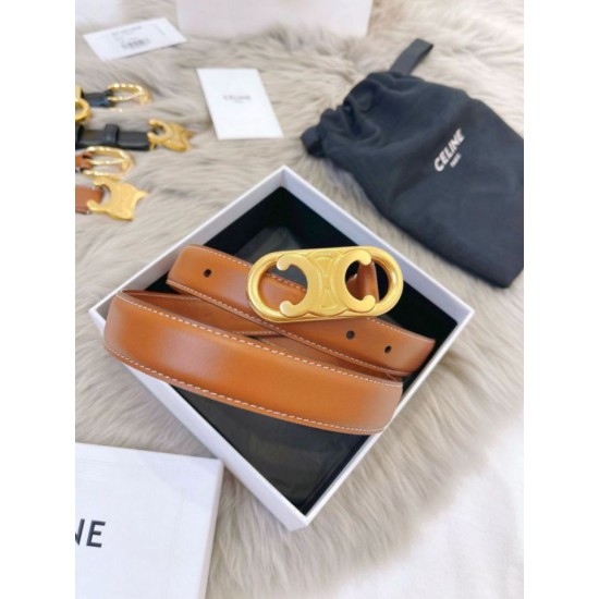 Top Replica Celine Triomphe Medium Belt 25mm Brown with Taurean Leather