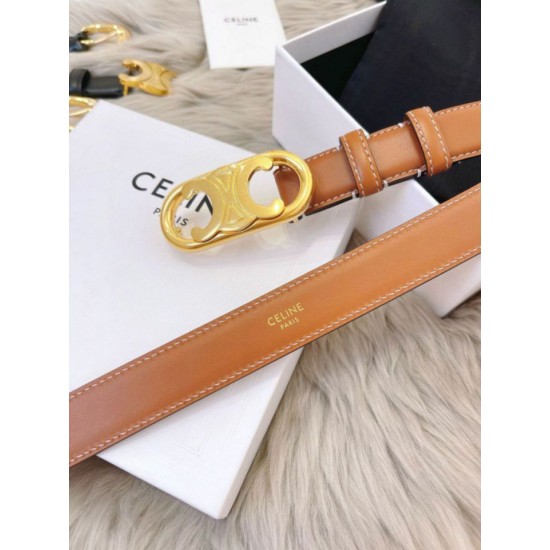 Top Replica Celine Triomphe Medium Belt 25mm Brown with Taurean Leather