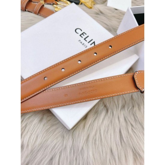 Top Replica Celine Triomphe Medium Belt 25mm Brown with Taurean Leather