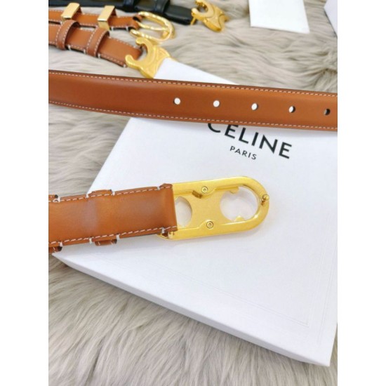 Top Replica Celine Triomphe Medium Belt 25mm Brown with Taurean Leather
