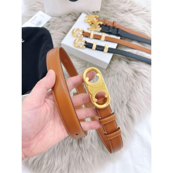 Top Replica Celine Triomphe Medium Belt 25mm Brown with Taurean Leather
