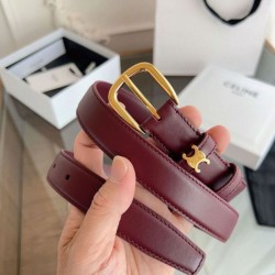 Top Replica Vivienne Belt Celine Medium 25mm Belt in Burgundy Natural Calfskin