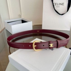 Top Replica Vivienne Belt Celine Medium 25mm Belt in Burgundy Natural Calfskin