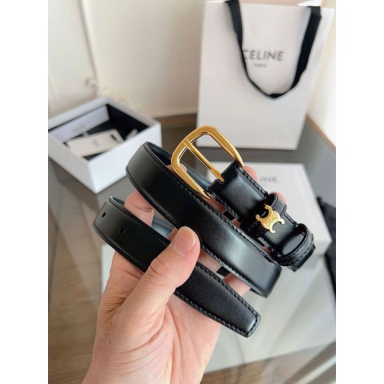 Top Replica Celine Vivienne Medium Belt 25mm in Natural Calfskin Black