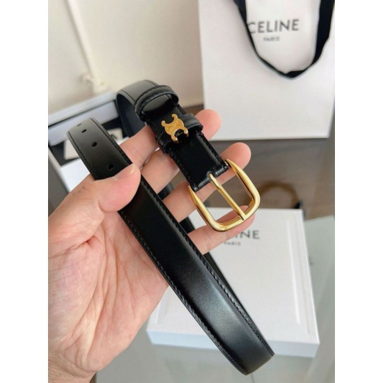 Top Replica Celine Vivienne Medium Belt 25mm in Natural Calfskin Black